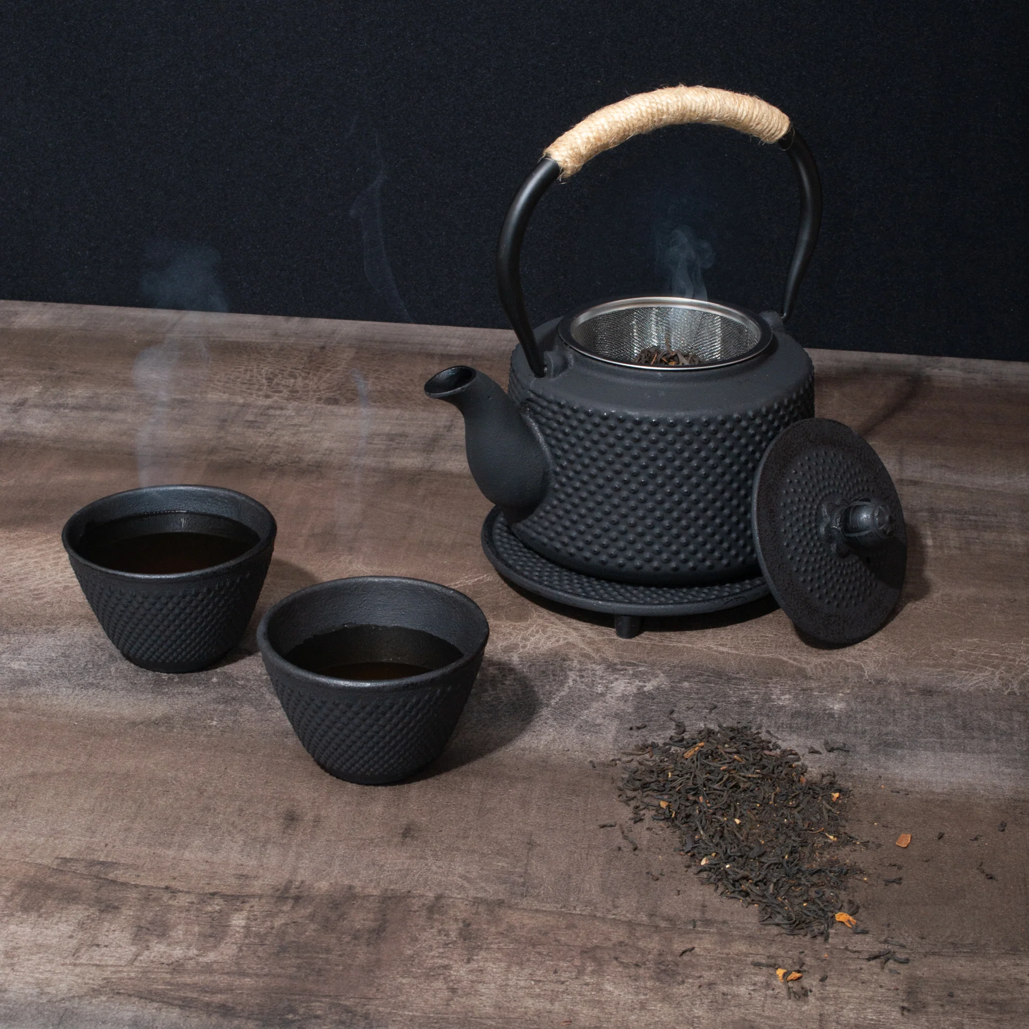 Juego De Té Sakura Fukuoka Hierro Fundido - Tetera 0,85 L + Base +  2 Cuencos De 120 Ml C/U - Image 4