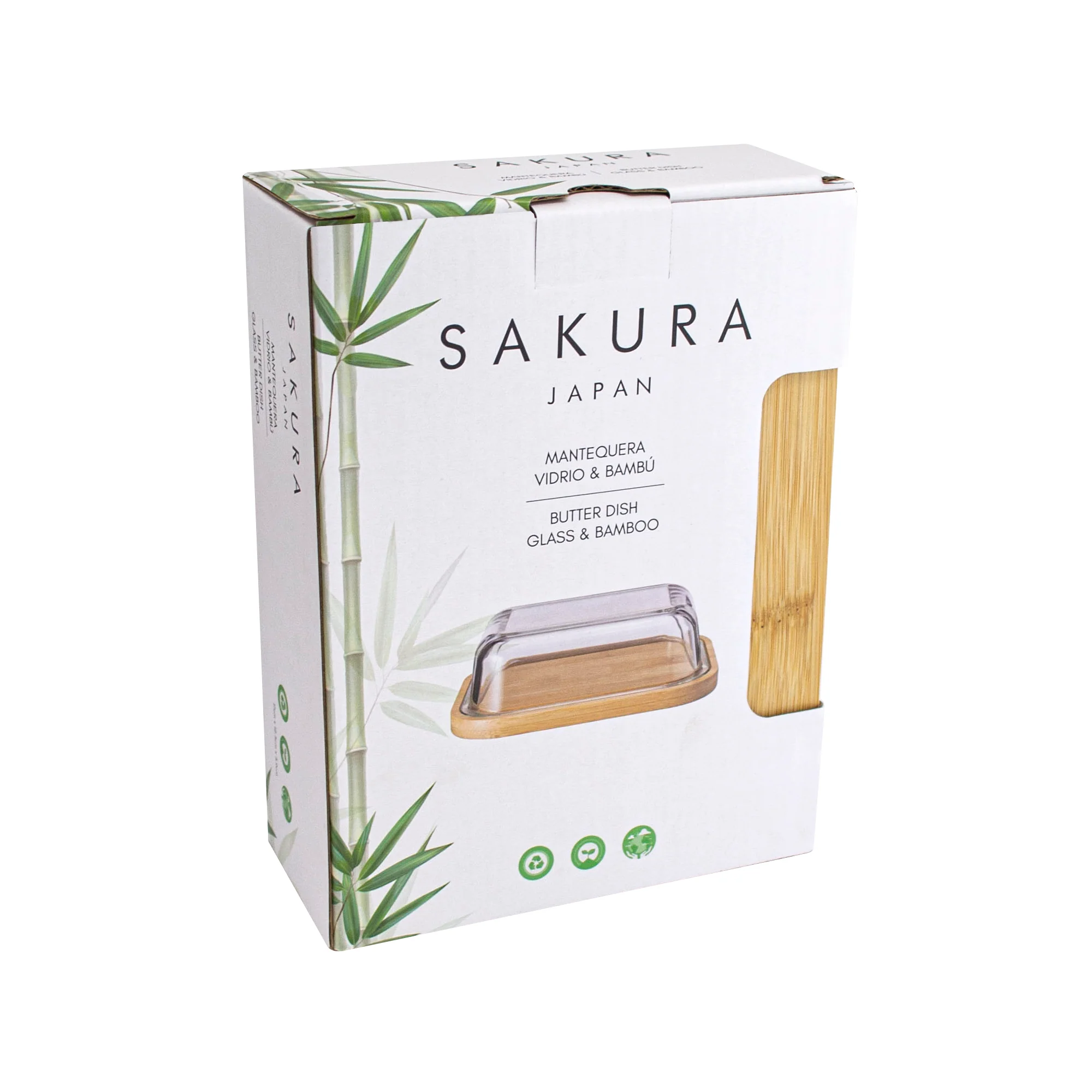 Mantequera Sakura De Vidrio Con Tapa De Bamboo - Image 4