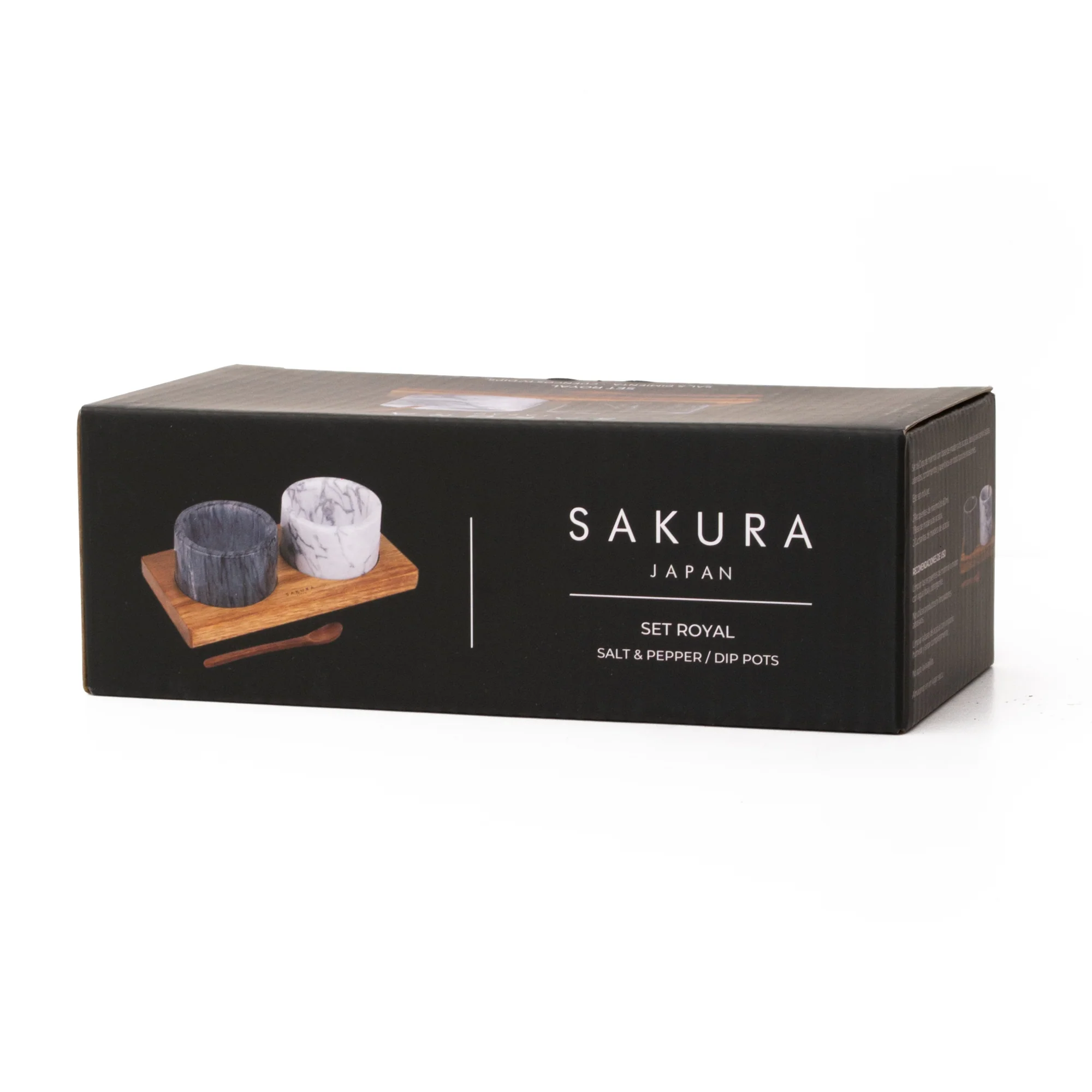 Set Salt & Pepper Sakura Royal De Mármol Y Acacia - Cuencos P/ Dips Con Cucharitas - Image 4