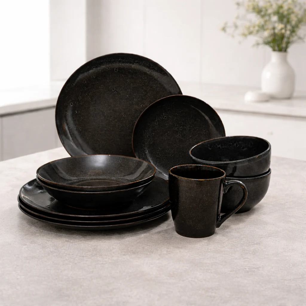 Set Vajilla Sakura Lava Black Reactive Glaze - Image 2