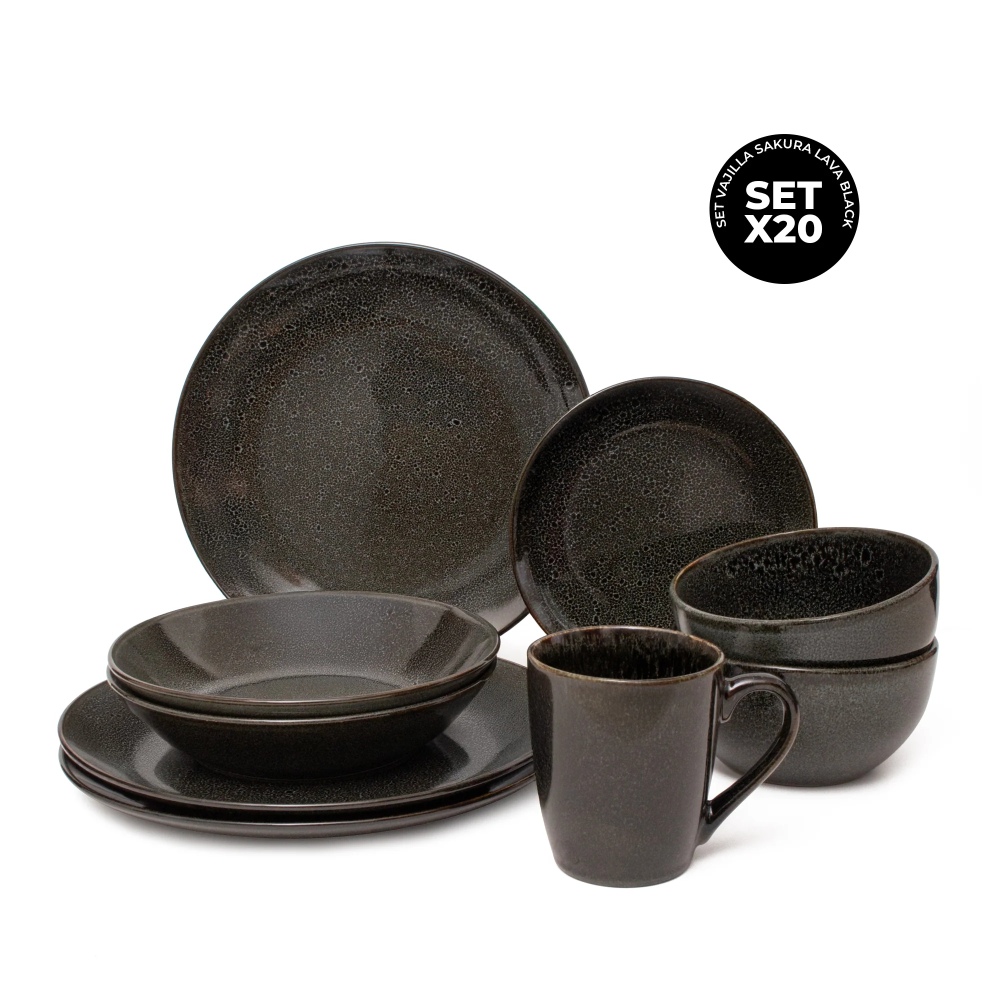 Set Vajilla Sakura Lava Black Reactive Glaze - Image 4