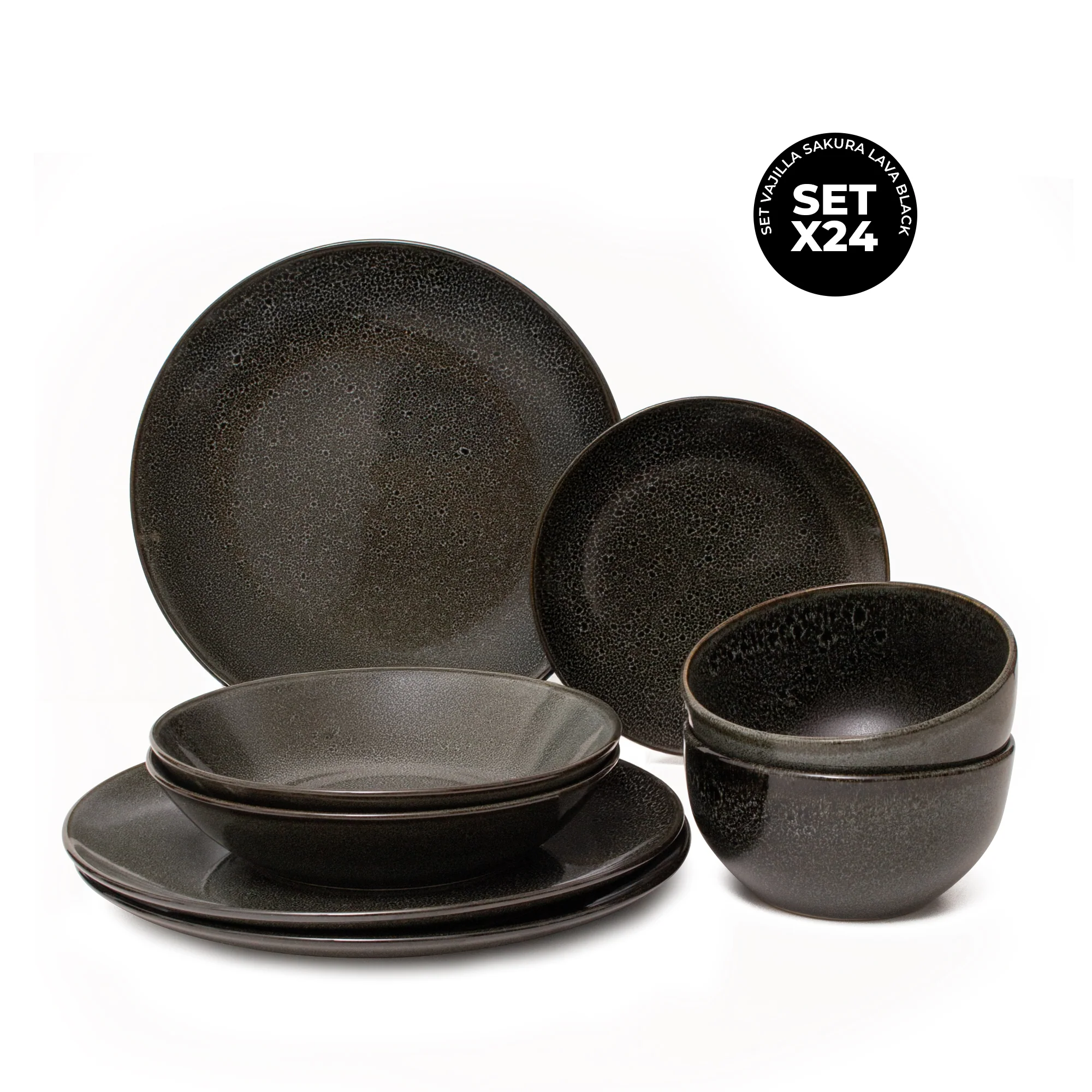 Set Vajilla Sakura Lava Black Reactive Glaze - Image 5
