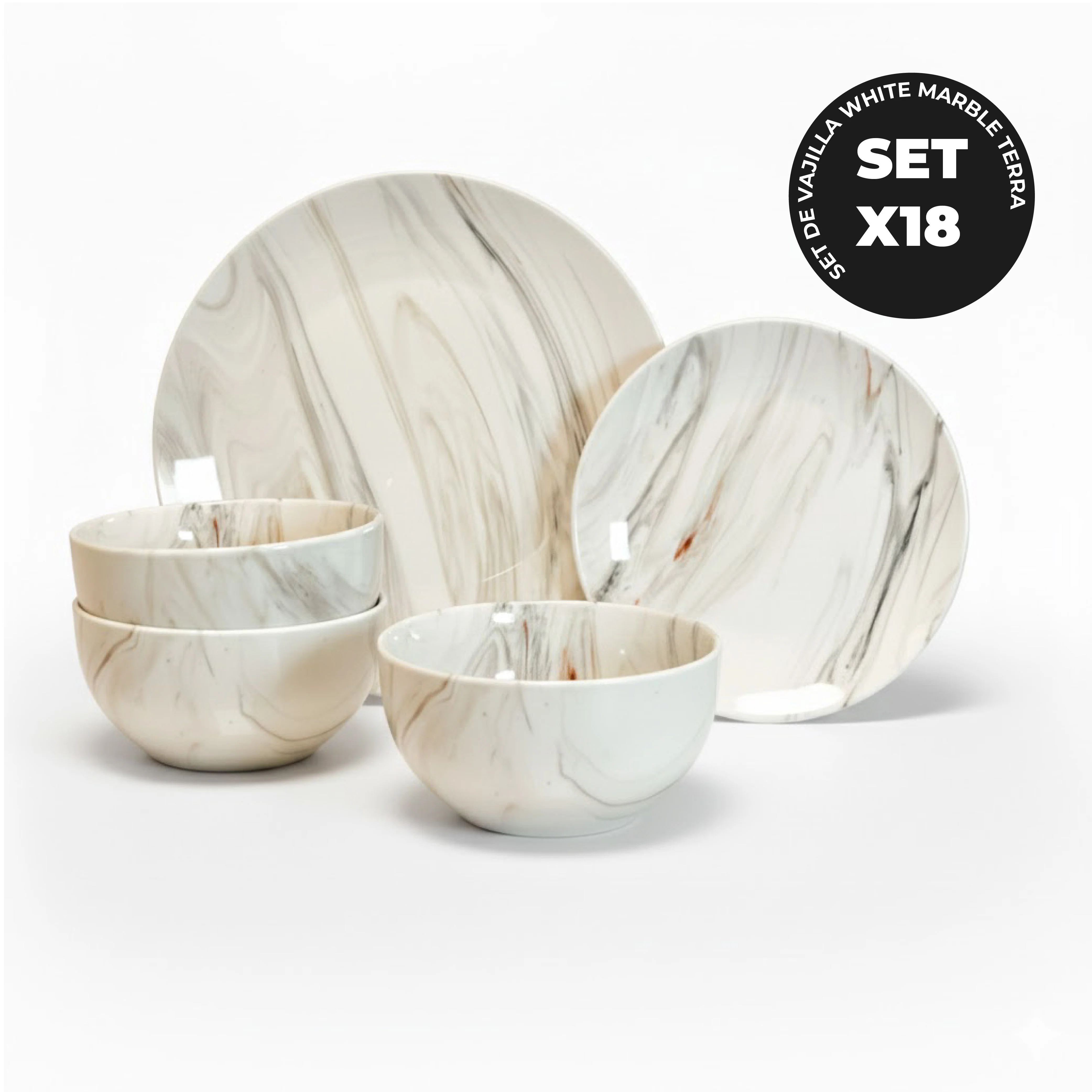 Set Vajilla Sakura White Marble Terra De Porcelana - Image 5